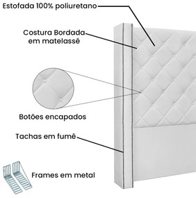 Cabeceira Estofada Egito SPZ 219cm Casal Suede - ADJ Decor