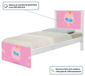 Cama Solteiro Infantil 195x96cm para Quarto Personagens K02 - D'Rossi - BAILARINA CLÁSSICA