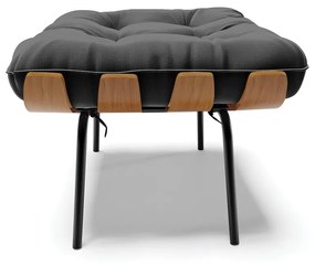 Puff Costela Suede Marrom Base Metálica Preto - D'Rossi
