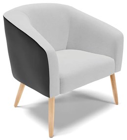 Namoradeira e 2 Poltronas Pé Palito Natural Stella Preto/Linho Cinza D03 - D'Rossi