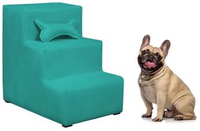 Escada Pet 3 Degraus Almofadada Suede Várias Cores - Azul Tiffany