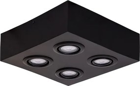 Plafon Sobrepor Quadruplo Orientavel Gu10 7W - PRETO