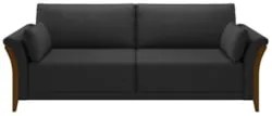 Sofá Living 3 Lugares 222cm Pés Madeira Roya Z32 PU Preto - Mpozenato