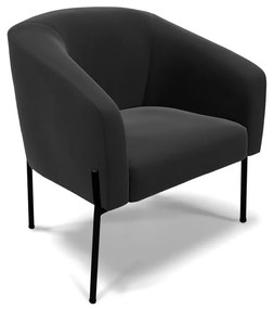 Namoradeira e 2 Poltronas Pé de Ferro Preto Stella Suede D03 - D'Rossi - Preto