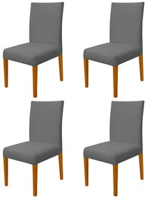 Kit 4 Cadeiras de Jantar Milan Veludo Cinza