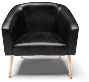 Poltrona Decorativa Pé Palito Natural Stella Sintético PU  Preto D03 - D'Rossi