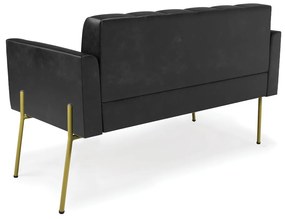 Sofá Namoradeira 2 Lugares Pé de Ferro Dourado Elisa Corano D03 - D'Rossi - Preto