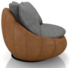 Poltrona para Sala Giratória Redonda Saphire Z32 Linho Cinza/Caramelo