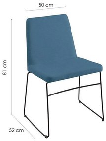 Cadeira Estofada de Jantar Paris Decoração Linho Azul Jeans