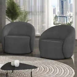 Poltrona Sala Decorativa Redonda Kit 2 Steve Boucle Grafite I01  - Mpo