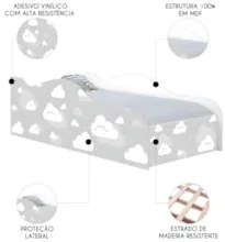 Cama Solteiro Infantil Baixa Para Colchão 188x88cm Nuvens K06 - Mpozen
