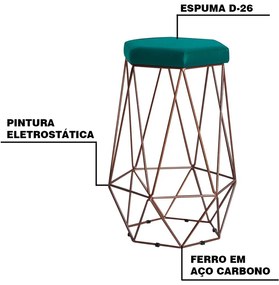 Kit 2 Banqueta Decorativa Rubel Base Bronze Suede Azul Claro G41 - Gran Belo