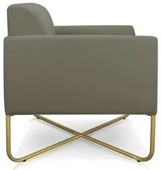 Poltrona Decorativa Base Industrial X Dourada Maressa S12 Suede Marrom
