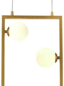 Pendente Balanço 60X30Cm 3Xg9 Retangular Vertical Metal Dourado Vidro...