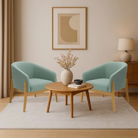 Poltrona Decorativa Base Madeira Kit 2 Stella Cotelê Ext/Veludo D03 - D'Rossi - Menta