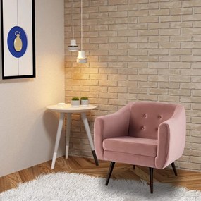 Kit 2 Poltronas Decorativas Cuddle Sala de Estar com Botonê e Pés Palito Veludo Rosa G17 - Gran Belo