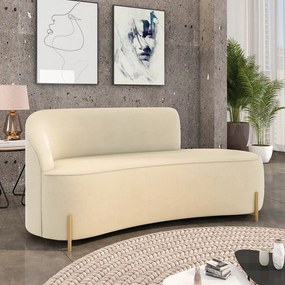 Sofá 3 Lugares Orgânico 180cm Pé Dourado Morgan Suede D03 - D'Rossi - Bege