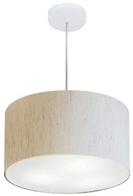 Lustre Pendente Cilíndrico Md-4099 Cúpula em Tecido 40x25cm Linho Bege - Bivolt