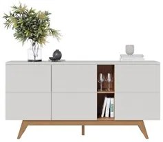 Balcão Buffet Rebeca Com Espelho Adnet 67cm C05 Off White/Freijó - Mpo
