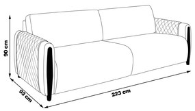 Sofá Decorativo 3 Lugares 223cm Maceió PU Cinza G45 - Gran Belo