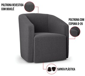 Poltrona Decorativa Orgânica Kit 2 Stella Max Bouclê D03 - D'Rossi - Grafite
