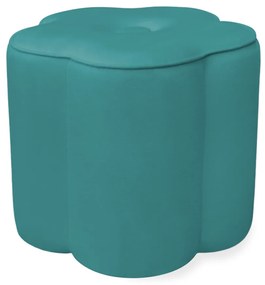Puff Decorativo Flor Veludo - Azul Tiffany