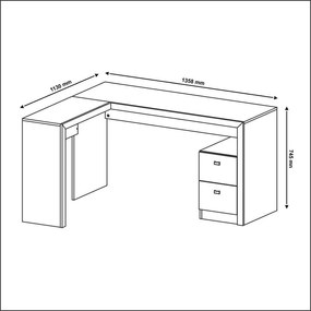 Escrivaninha Mesa Canto Escritório Office 2 Gavetas Nogal