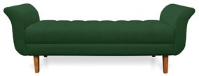 Recamier Olinda Veludo Verde 160 cm Pés Chanfrado Castanhos - D'Rossi