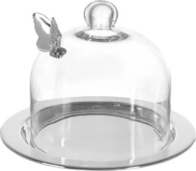 Porta Doces Prata Pequeno c/ Cúpula e Aplique Borboleta - Borboleta Borboleta