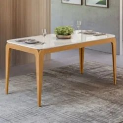 Mesa de Jantar Retangular 180cm 8 Lugares Yuma Ypê/Off N02 - Mpozenat
