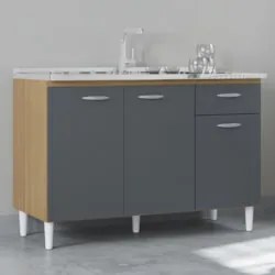 Balcão de Cozinha Com Pia 120cm Classic Damasco/Cinza Z46 - Mpozenato