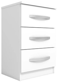 Mesa de Cabeceira 3 Gavetas Quarto Design Domus Branca