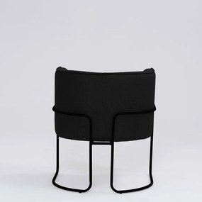 Poltrona Decorativa Belinda D07 Base Aço Linho Preto - D'Rossi