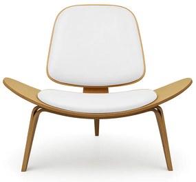 Poltrona Decorativa Base de Madeira Shell Sintético P01 - D'Rossi - Branco