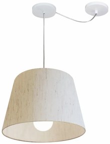 Lustre Pendente Cone Com Desvio Md-4274 Cúpula  30/30x40cm Linho Bege - Bivolt