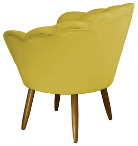 Kit 2 Poltronas Decorativas Pétala Pés Palito Suede Amarelo - Sheep Estofados