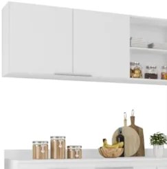 Armário de Cozinha Com Tampo CP02 210cm Pérola Branco Z34     - Mpozen