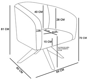 Poltrona Decorativa Giratória MA30 Stella Sintético D03 - D'Rossi - Bege
