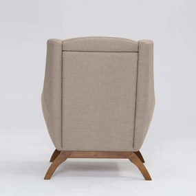 Poltrona Decorativa Mildred D07 Pés Madeira Linho Mescla Bege - D'Rossi