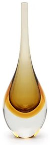 Gota Mini Alta Bicolor Fumê com Âmbar Murano Cristais Cadoro