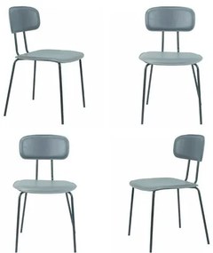 Kit 04 Cadeiras New York Courino Cinza Base Aço - 73356 Sun House