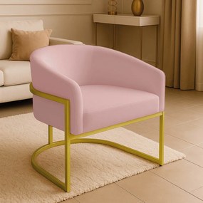 Poltrona Sala Decorativa Industrial Dourada Arielle Veludo D03 - D'Rossi - Rose