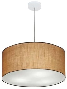 Lustre Pendente Cilíndrico Md-4100 Cúpula em Tecido 50x25cm Palha - Bivolt