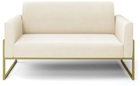 Sofá Namoradeira Base Industrial Alta Dourado Marisa Veludo D03 - D'Rossi - Bege