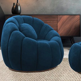 Poltrona Decorativa Orgânica para Sala Kit 2 Cloud Bouclê E03 - D'Rossi - Azul Marinho