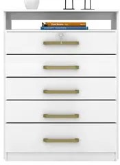 Cômoda Para Quarto 5 Gavetas 1 Nicho Triunfo D02 Branco - Mpozenato
