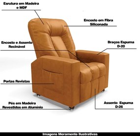 Poltrona do Papai Reclinável Sala de Cinema Pequim Manual PU Whisky G23 - Gran Belo