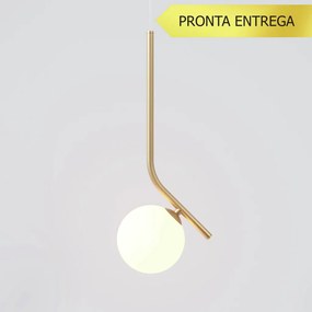 Pendente Angular Globo Ø12Cm C/ Rosca Alumínio 1Xg9 - Qimporta Pd2357 (CHAMPANHE, FOSCO)