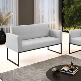 Sofá Namoradeira Base Industrial Preto Marisa Linho D03 - D'Rossi - A05 Cinza