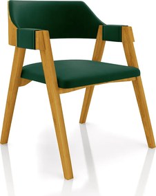 Kit 5 Cadeiras Sala de Jantar e Jogos Carteados Madeira Maciça Poker Veludo Verde/Mel G42 - Gran Belo